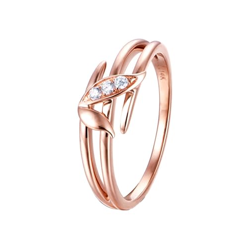 Epinki 9 Karat Au375 Gelbgold Ring, Blatt Trauringe mit Moissanit Ovalschliff, Eheringe 9K Gold Damen Echt Goldschmuck, Individuelle Größen von Epinki