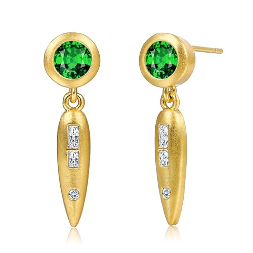Epinki 9 Karat Gold 375 Ohrringe Frauen, Wassertropfen Ohrstecker mit Tsavorite Grün, Echtes Moissanit Damen Ohrstecker 9K Gold Epinki 9 Karat Gold 375 Ohrringe Frauen, Wassertropfen Ohrstecker mit Tsavorite Grün, Echtes Moissanit Damen Ohrstecker 9K Gold von Epinki