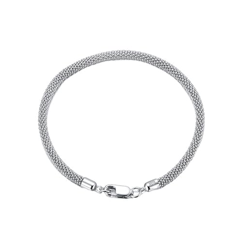 Epinki 925 Armbänder, 3MM Popcorn-Kette Armreifen Armschmuck Sterlingsilber, Armreifen Damen, Silber, 17.5CM von Epinki