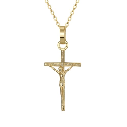 Epinki 925 Silberkette Partner, Jesus Kreuz Halskette Anhänger 925 Silber, Frauen Halskette Geschenk, Gold, 45CM von Epinki