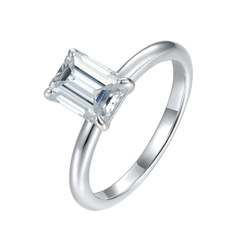 Epinki 925 Sterling Silber Ring, Solitärring Verlobungsring mit Moissanit 2ct Ovalschliff, Hochzeitsring Bandringe Sterlingsilber Damen Echt Gold, Individuelle Größen von Epinki