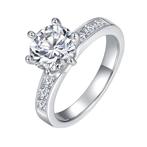 Epinki 925 Sterlingsilber Ring, Klassiker Trauringe mit Moissanit 2ct Ovalschliff, Sterling Silber Verlobungsring Partnerringe Damen Echter Schmuck, Individuelle Größen von Epinki