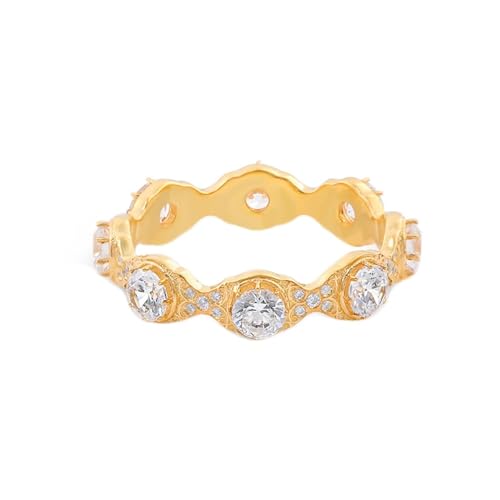 Epinki 9K Gold Ring, Klassiker Bohrer Stein Eheringe mit Moissanit Ovalschliff, Au 375 Verlobungsring Hochzeitsband Damen Echter Schmuck, Individuelle Größen von Epinki