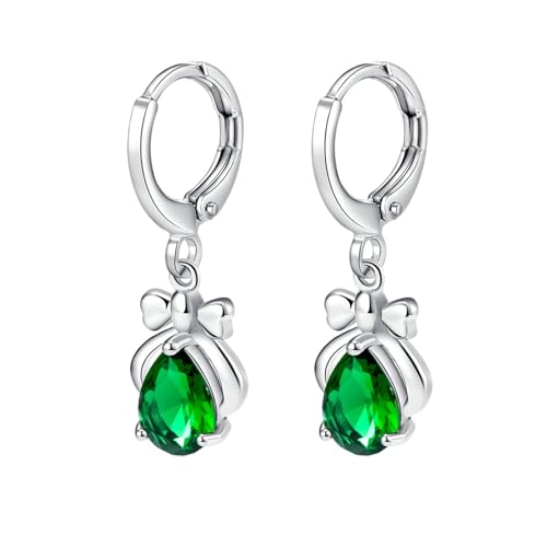 Epinki 9K Weiß Gold Frauen Ohrringe Echt Gold Schmuck, Bowknot Ohrhänger mit Granat Grün Tropfenschliff, Au375 Gelbgold Ohrringe Damen Epinki 9K Weiß Gold Frauen Ohrringe Echt Gold Schmuck, Bowknot Ohrhänger mit Granat Grün Tropfenschliff, Au375 Gelbgold Ohrringe Damen von Epinki