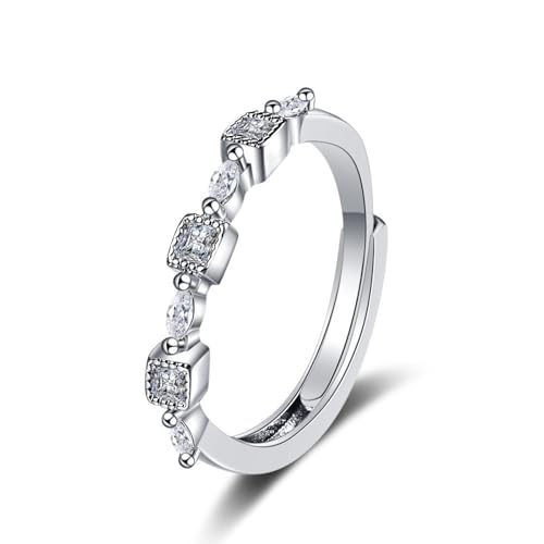 Epinki 9K Weiß Gold Trauringe, Dünn Pärchen Ringe mit Labor Erstellt Diamant, Echtes Freundschaftsringe Au375 Gold, Silber, 52 (16.6) von Epinki