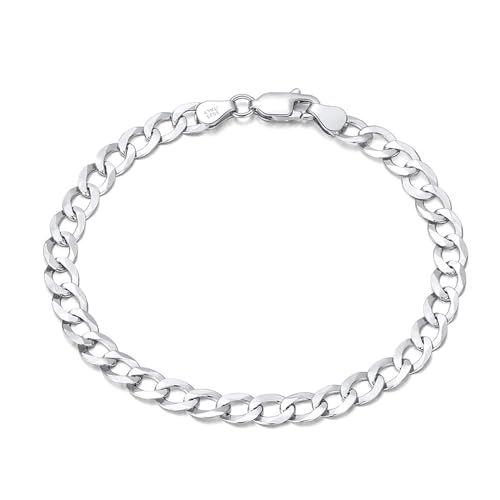 Epinki Armbänder 925, Klassiker 5MM Breit Panzerkette Armreifen Armschmuck Sterlingsilber, Armband Freundschaft, Silber, 19CM von Epinki