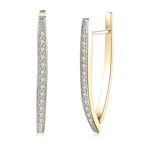 Epinki Au375 Gold Ohrstecker Echt Schmuck, Klassiker Creolen mit Moissanit, 9K Gold Ohrringe Epinki Au375 Gold Ohrstecker Echt Schmuck, Klassiker Creolen mit Moissanit, 9K Gold Ohrringe von Epinki