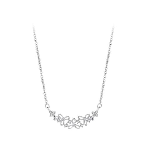 Epinki Damen Halskette Weißgold Au585 14K, Weiß Moissanit Anhänger Damenkette Hohl Blumen mit Rundschliff, Gold 585 Kette Frauen Echte Goldschmuck, 40+5CM Epinki Damen Halskette Weißgold Au585 14K, Weiß Moissanit Anhänger Damenkette Hohl Blumen mit Rundschliff, Gold 585 Kette Frauen Echte Goldschmuck, 40+5CM von Epinki