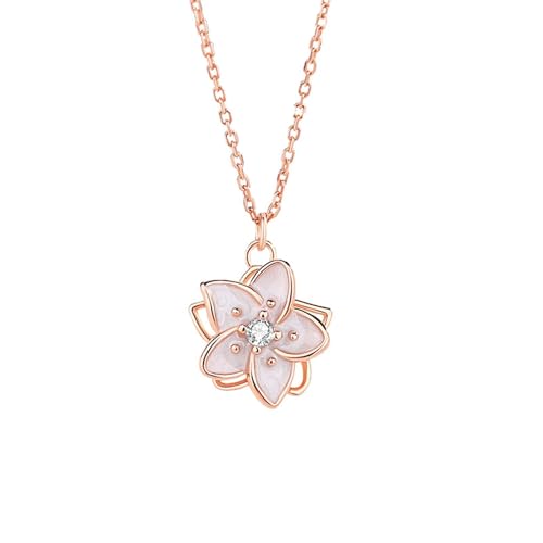 Epinki Damen Kette Anhänger Rose Gold 9K 375, Weiß Moissanit Anhänger Damenkette Blumen mit Rundschliff, Rosegold Au375 Halskette Frauen Echt, 40+5CM Epinki Damen Kette Anhänger Rose Gold 9K 375, Weiß Moissanit Anhänger Damenkette Blumen mit Rundschliff, Rosegold Au375 Halskette Frauen Echt, 40+5CM von Epinki