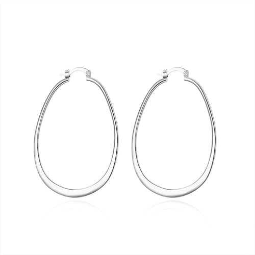 Epinki Damen Ohrstecker 14K Weißgold, Groß Hoop Creole Creolen, Au585 Gold Ohrstecker Echt Gold, Silber Epinki Damen Ohrstecker 14K Weißgold, Groß Hoop Creole Creolen, Au585 Gold Ohrstecker Echt Gold, Silber von Epinki