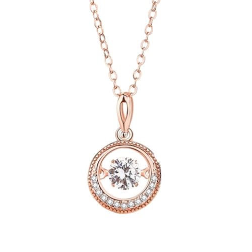 Epinki Echt Gold Schmuck Halskette Damen Hochzeit Rosegold 18 Karat, Kreis Damenkette Anhänger mit Moissanit Weiß Rundschliff, Au750 Rose Gold Frau Ketten, 40+5CM von Epinki