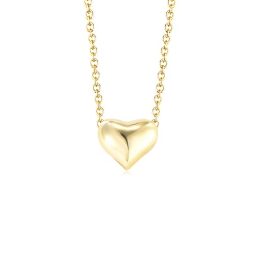 Epinki Echt Gold Schmuck Ketten Damen 18 Karat Gelbgold Au750, Herz Damenkette Anhänger, 18K Gold Frauen Halskette, 40+5CM von Epinki