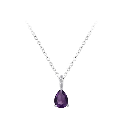Epinki Echt Goldschmuck Damen Halskette 9K Au375 Weißgold, Tropfen Anhänger Damenkette mit Amethyst Lila Tropfenschliff, Gold 375 Kette Frauen, 40+5CM Epinki Echt Goldschmuck Damen Halskette 9K Au375 Weißgold, Tropfen Anhänger Damenkette mit Amethyst Lila Tropfenschliff, Gold 375 Kette Frauen, 40+5CM von Epinki