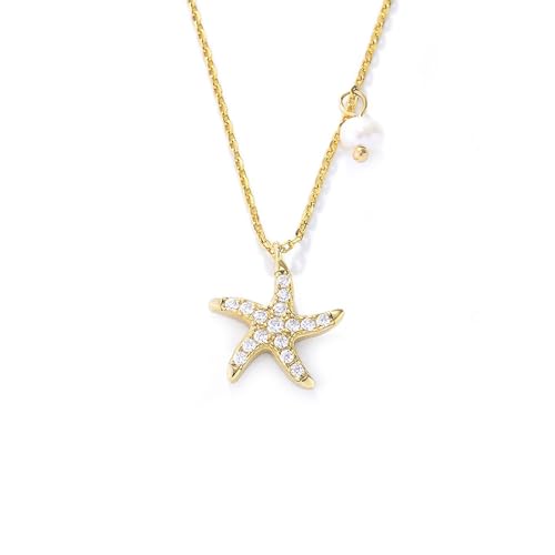 Epinki Echt Schmuck Kette Damen Hochzeit Au750 Gelbgold, Stern Anhänger Damenkette mit Moissanit Weiß Rundschliff, 18K Gold Halskette Frauen, 40+5CM Epinki Echt Schmuck Kette Damen Hochzeit Au750 Gelbgold, Stern Anhänger Damenkette mit Moissanit Weiß Rundschliff, 18K Gold Halskette Frauen, 40+5CM von Epinki