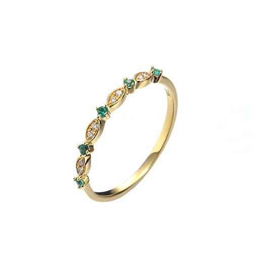 Epinki Echt Schmuck Ring 14 Karat 585 Gelbgold, Verlobungsring mit Smaragd (Grün, Rundschliff) 14K Gold Freundschaftsringe Pärchen Ringe Partnerringe für Damen, Gold, Gr.57 von Epinki