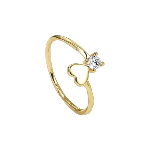 Epinki Echt Schmuck Verlobungsring 750 Gelbgold, Herz Eheringe mit Moissanit Weiß Rundschliff, 18K Gold Partnerringe, Gr.62 (19.7) von Epinki