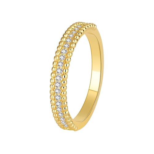 Epinki Echt Trauringe 14K 585 Gold, Klassiker Memoirering Ewigkeitsring Pärchen Ringe mit Moissanit Weiß Rundschliff, Gelbgold Au585 Partnerringe, Gr.61 (19.4) von Epinki