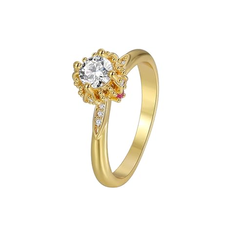 Epinki Echte Goldschmuck Eheringe Gelbgold 9K Au375, Krone Freundschaftsringe mit Moissanit Weiß Quadratschliff, 375 Gold Partnerringe, Gr.49 (15.6) von Epinki