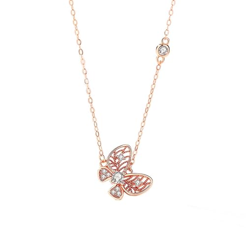 Epinki Echte Goldschmuck Ketten Damen Modeschmuck 9 Karat Rosegold Au375, Hohl Schmetterling Anhänger Damenkette mit Moissanit Weiß Rundschliff, 375 Gold Frauen Halskette Geschenk, 40+5CM Epinki Echte Goldschmuck Ketten Damen Modeschmuck 9 Karat Rosegold Au375, Hohl Schmetterling Anhänger Damenkette mit Moissanit Weiß Rundschliff, 375 Gold Frauen Halskette Geschenk, 40+5CM von Epinki