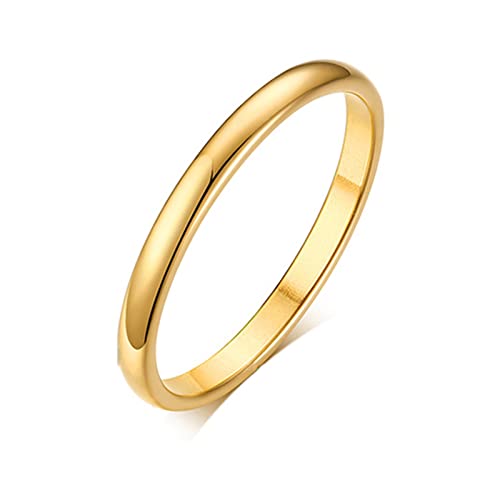 Epinki Ehering Damen, 2MM Edelstahl Bandring Klassischer Band Poliert für Frauen, Gold, Gr.60 (19.1) von Epinki