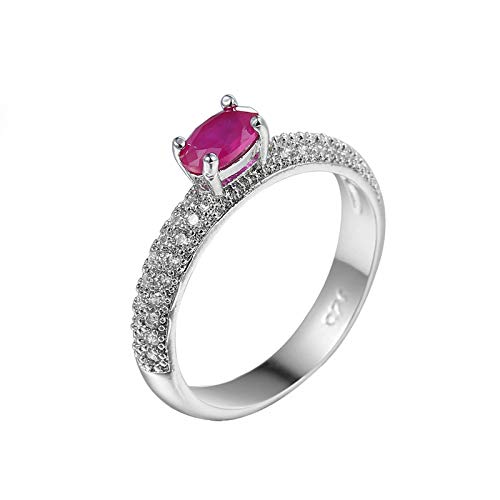 Epinki Eheringe Damen Einzeln, Simple Elegant Ehering Verlobungsring mit Zirkonia Rot, Versilbert Freundschaft Ringe Nickelfrei, Gr.62 (19.7) von Epinki