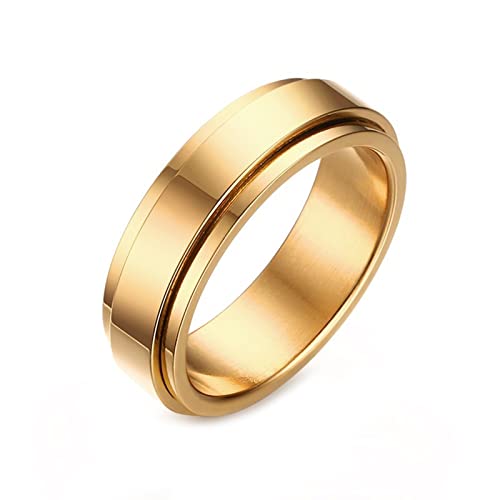 Epinki Fidget Band Rings, Angst Ring für Frauen Männer Spinner Ring 6mm Band Ringe Cool Fidget Angst Ring für Angst Stress Ring Anti Angst Relief Ringe, Gr.54 (17.2) von Epinki