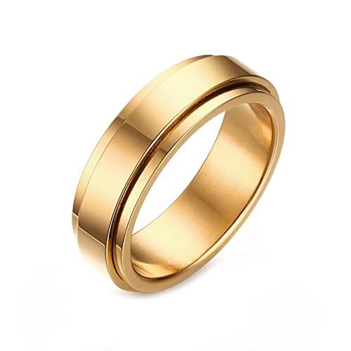 Epinki Fidget Ring, 6mm Spinner Ringe für Damen Mädchen Herren, Edelstahl Band Ringe, Fidget Anxiety Ringe Poliert Frauen Ring Stressabbauende Ring, Gr.62 (19.7) von Epinki