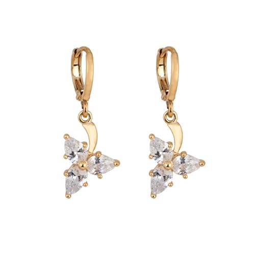 Epinki Frauen Ohrringe 14K Au585 Gelbgold, Dreieck Ohrhänger mit Moissanit Tropfenschliff, 585 Gelbgold Ohrringe Boho Echt-Gold von Epinki