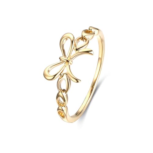 Epinki Gelbgold 18 Karat 750 Ring, Bow Knot Partnerringe Ovalschliff, Trauringe 18K Gold Freundschaftsringe Damen Echtschmuck, Individuelle Größen von Epinki