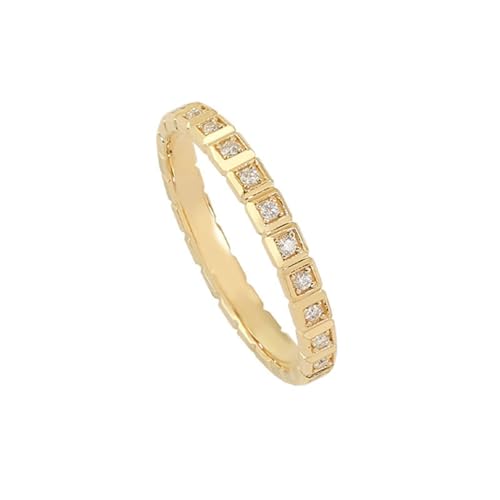 Epinki Gelbgold 18 Karat 750 Ring, Gitter Pärchen Ringe mit Moissanit, Partnerringe 18K Gold Hochzeitsring Damen Echte Goldschmuck, Individuelle Größen von Epinki