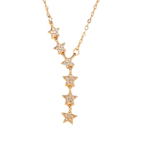 Epinki Gelbgold 585 14K Damen Halskette Modeschmuck, Stern Kette Frauen mit Labor Erstellt Diamant, Au585 Gold Damenkette Echt Schmuck, Gold, 45+5cm Epinki Gelbgold 585 14K Damen Halskette Modeschmuck, Stern Kette Frauen mit Labor Erstellt Diamant, Au585 Gold Damenkette Echt Schmuck, Gold, 45+5cm von Epinki