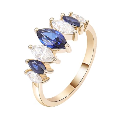 Epinki Gelbgold 9K Au375 Ring, Klassiker Verlobungsring mit Labor Erstellt Saphir Blau Ovalschliff, Pärchen Ringe 375 Gold Eheringe Damen Echt Gold, Individuelle Größen von Epinki