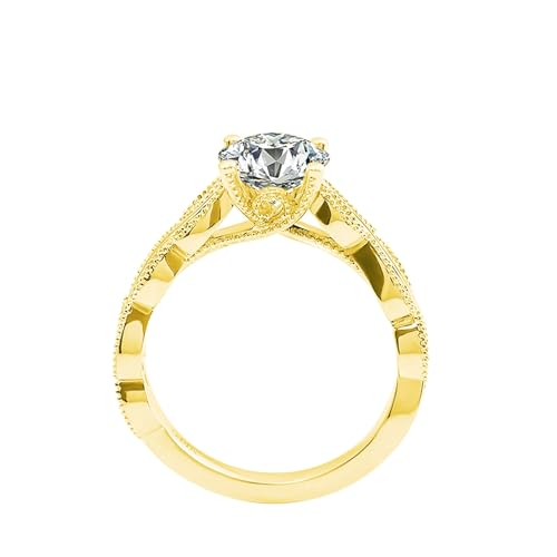 Epinki Gold 14K Au585 Ring, Klassiker Freundschaftsringe mit Moissanit Ovalschliff, Hochzeitsring Gelbgold 585 Pärchen Ringe Damen Echtschmuck, Individuelle Größen von Epinki