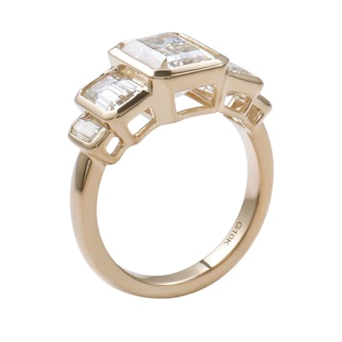 Epinki Gold 14K Au585 Ring, Klassiker Partnerringe mit Moissanit 2ct Ovalschliff, Gelbgold 585 Trauringe Eheringe Damen Echtgold Schmuck, Individuelle Größen von Epinki