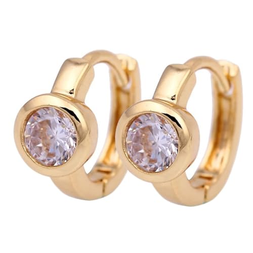 Epinki Gold 18K 750 Ohrringe Echt Schmuck, Hoop Creole Creolen mit Moissanit, Gelbgold Au750 Ohrringe Boho, Gold von Epinki