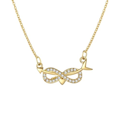 Epinki Gold 18K Kette Damen Hochzeit, Pfeil Unendlichkeit Herz Halskette Frauen mit Labor Erstellt Diamant, Au 750 Damenkette Echt Schmuck, Gold, 45+5cm von Epinki