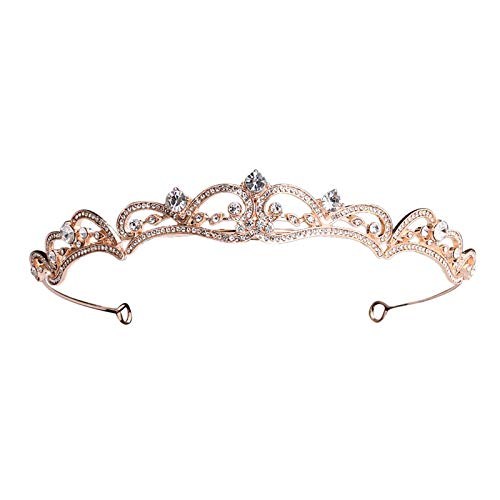 Epinki Haarschmuck Diademe Krone mit Weiß Zirkonia Diadem Prinzessin Tiara Rose Gold für Hochzeit von Epinki