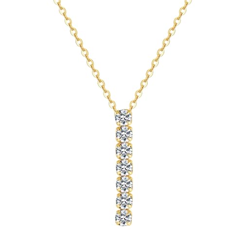 Epinki Halskette 925 Silber, Reihe 3MM Rund Zirkonia Anhänger Halskette S925 Sterlingsilber, Zirkonia Kette Damen Hochzeit, Gold, 50CM Epinki Halskette 925 Silber, Reihe 3MM Rund Zirkonia Anhänger Halskette S925 Sterlingsilber, Zirkonia Kette Damen Hochzeit, Gold, 50CM von Epinki