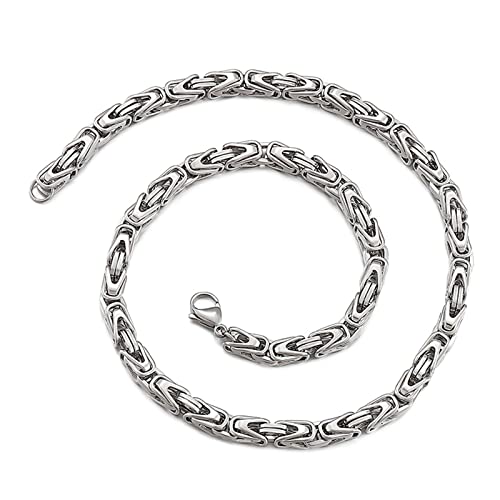 Epinki Halskette Edelstahl Männer 60 cm, Herren Byzantine Königskette Silber Freundschaftsketten Jungen Breit 6MM Halskette Edelstahl Lang Hip Hop von Epinki