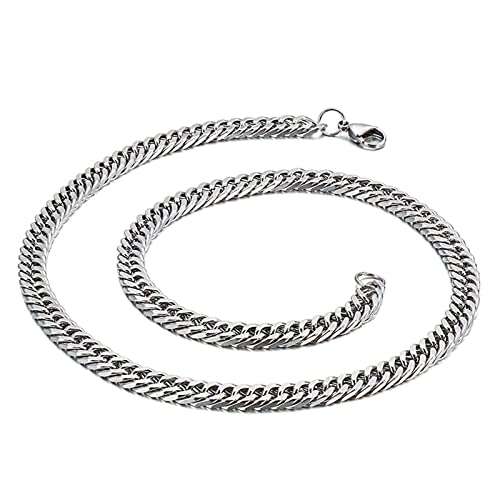 Epinki Herren Kette Edelstahl 60 cm, Panzerkette Silber Kette Edelstahl Schmuck Breit 5MM Metallkette Vintage für Männer von Epinki