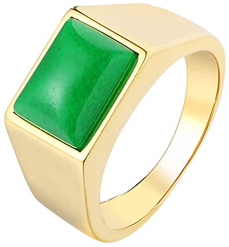 Epinki Herren Ringe in Edelstahl, Einfacher Stil Glatt Rechteck Form Verlobungsringe Edelstahlringe Herrenringe mit Grün Jade Gr.62 (19.7) von Epinki