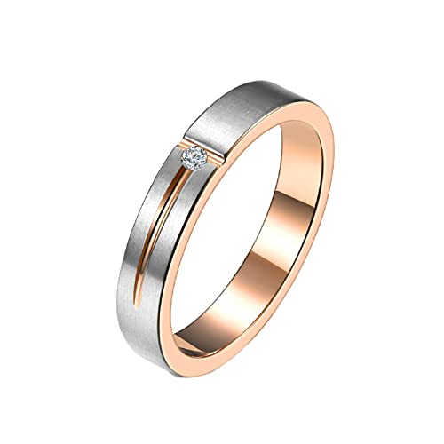 Epinki Hochzeitsring 4MM, Rose Gold Ringe Pärchen Matt mit Zirkonia Edelstahl Ringe für Frauen, Größe 54 (17.2) von Epinki