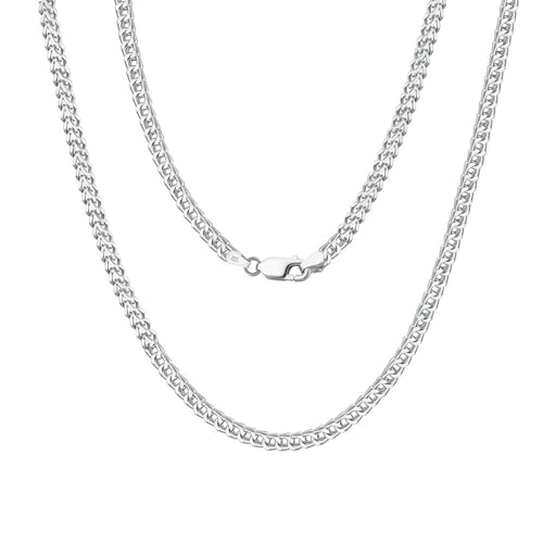 Epinki Kette 925 Boho, 2.5mm Zopfkette Anhänger Halskette Sterlingsilber 925, Damen Halsketten Modern, Silber, 60CM von Epinki