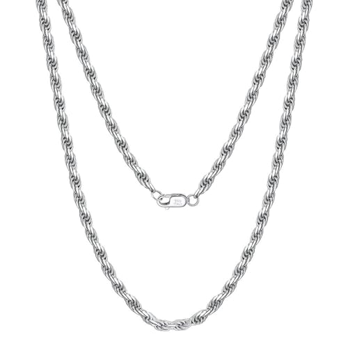 Epinki Kette 925 Damen, 1.5mm Seilkette Anhänger Halskette Sterling 925 Silber, Damen Halsketten, Silber, 50CM von Epinki