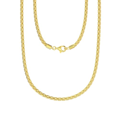 Epinki Kette 925 Lang, Klassiker 3MM Breit Venezianierkette Halskette Anhänger Sterling Silber S925, Herren Ketten, Gold, 55CM von Epinki