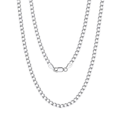 Epinki Kette 925 Silber, Klassiker 3MM Breit Panzerkette Anhänger Halskette 925er Sterling Silber, Halskette Damen Hochzeit, Silber, 60CM von Epinki