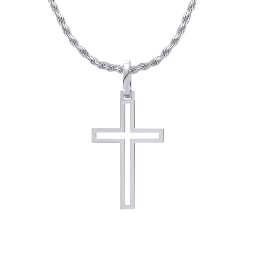 Epinki Kette 925 Silber Gothic, Kreuz Halskette Anhänger Sterlingsilber S925, Kette Damen, Silber, 55CM von Epinki