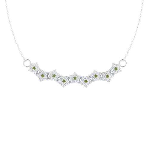 Epinki Kette 925er Silber, Blumen mit Weiß Grün Zirkonia Anhänger Halskette 925er Sterling Silber, Zirkonia Kette Damen Hochzeit, Silber, 45CM von Epinki