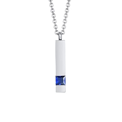 Epinki Kette Männer Personalisiert, Edelstahl Rechteck Anhänger Rolokette, Damen & Herren Silber Blau Ketten mit Zirkonia, 60 CM von Epinki