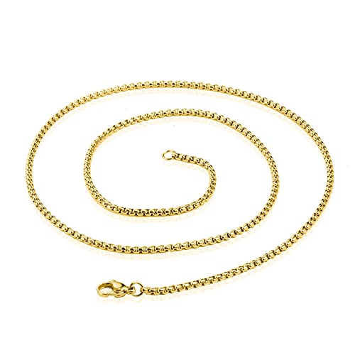 Epinki Kette Mann Edelstahl 70 cm, Herren Erbskette Gold Kette Edelstahl Ohne Anhänger Breit 2.5MM Freundschaftskette Hip Hop für Männer von Epinki